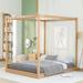 Modern Pine Wood Canopy Platform Bed with Support Legs, High Quality Craftsmanship