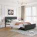 Linen Upholstered Queen Metal Platform Bed with Big Drawer