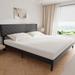 King Size Upholstered Platform Bed with Adjustable Headboard and Sturdy Solid Wood Slats for Exceptional Weight Capacity