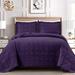 3pc King Size Oversized Bedspread Quilt Set Dark Purple