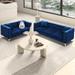 Sealy 2 Piece Modern Velvet Sofa Set Living Room Set With Sofa Loveseat and Jeweled Button Tufted Copper Nails Square Arms