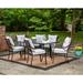 Cambridge Lawrence 7-Piece Outdoor Dining Set with 66-In. x 38-In. Glass-Top Table and 6 Cushioned Chairs - N/A