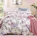 Queen Duvet Cover Set 100% Cotton Natural Print Pink