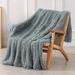 Twin Size Extra Soft Faux Fur Blanket Reversible Light Grey