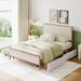 Elegant Linen Metal Frame Bed: 4 Drawers