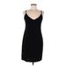 DKNY Casual Dress - Mini V Neck Sleeveless: Black Solid Dresses - Women's Size Medium