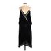 En Creme Casual Dress - Midi V-Neck Sleeveless: Black Solid Dresses - Women's Size Medium