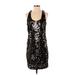 Vince. Cocktail Dress - Mini Scoop Neck Sleeveless: Black Solid Dresses - Women's Size 4