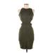 Papaya Cocktail Dress - Bodycon: Green Solid Dresses - Women's Size Medium