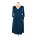 Kiyonna Casual Dress - Wrap: Blue Dresses - Women's Size 2 Plus