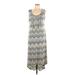 SOHO Apparel Ltd Casual Dress - A-Line Scoop Neck Sleeveless: Gray Print Dresses - Women's Size Large