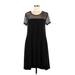 Nina Leonard Casual Dress - High/Low Scoop Neck Short sleeves: Black Print Dresses - Women's Size Medium