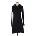 PrAna Casual Dress - A-Line High Neck Long sleeves: Black Color Block Dresses - Women's Size Small