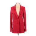 H&M Blazer Jacket: Mid-Length Red Print Jackets & Outerwear - Women's Size X-Small