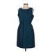 J.Crew Factory Store Cocktail Dress - Mini Crew Neck Sleeveless: Teal Solid Dresses - Women's Size 8
