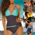 Plus Size One Piece Swimsuit for Women 2022 Large Swimwear Women's Trikini Push Up Monokini Halter