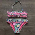 Maillot de bain 2 pièces pour fille bikini rembourré imprimé vêtements de plage pour enfants