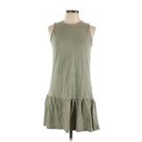 Silk & Salt Casual Dress - DropWaist High Neck Sleeveless: Green Print Dresses - Women's Size Large