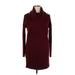 Lulus Casual Dress - Sweater Dress Cowl Neck Long sleeves: Burgundy Solid Dresses - New - Women's Size X-Large