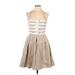 Jessica Simpson Cocktail Dress - Mini Halter Sleeveless: Tan Print Dresses - New - Women's Size 10