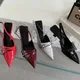 Escarpins à talons moyens en métal pour femmes chaussures Parker pointues chaussures rouges pour