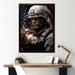 Design Art Military Patriot Solider USA Flag On Canvas Print Canvas, Cotton in Gray | 20 H x 12 W x 1 D in | Wayfair FDP115985-12-20-BK