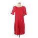 Chelsea & Theodore Casual Dress - Shift Crew Neck Short sleeves: Red Solid Dresses - Women's Size Small