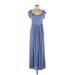 24seven Comfort Apparel Casual Dress - A-Line Scoop Neck Sleeveless: Blue Print Dresses - Women's Size Large