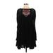 Free People Casual Dress - Mini Crew Neck Long sleeves: Black Solid Dresses - Women's Size Small