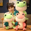 Peluche grenouille verte et rose avec cuir chevelu anni pour enfant oreiller doux en forme d'animal