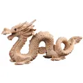 Statue de dragon en bois naturel sculpté Feng Shui figurine animale bonne chance décoration du