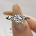 DW-Bagues rondes en diamant Moissanite brillant pour femme argent regardé 925 véritable bijoux