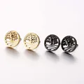 Viking Tree of Life Stud Earring Stainless Steel Gold Color Amulet Ear Stud Bohemian Wedding Jewelry