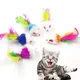 RLLK New Rabbit Fur False Mouse Pet Cat Toys Feather Mice Rainbow Ball Toy Cayts Funny Playing Toys