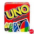 Mattel UNO Tin Box Classic style Games Family Funny Entertainment Board Game Fun Playing Cards Kids