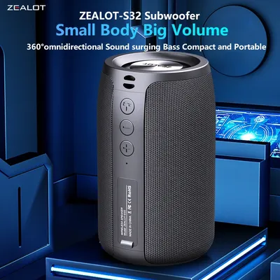 Zealot-S32 Wireless Speaker Outdoor Portable Subwoofer Speaker, Waterproof IPX 6, Dual