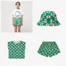 2024 Nieuwe groene plaid jongens en meisjes hoed T-shirt shorts