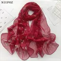 Mountain Flower Women Foulard Elegant Chiffon Georgette Bandana Scarf Summer Beach Sunscreen Thin