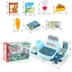 Blue Cash Register Toy Electronic Supermarket Pretend Play Shopping Toy for Kids with Milk Pizza