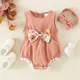 0-2-year-old newborn baby girl sleeveless summer bow fuzz lace triangle harnesses pink and color two