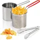 Deep Fryer with Filter Basket Stainless Steel Japanese Tempura Deep Fryer French Fries Chicken