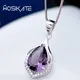 WOSIKATE Natural Amethyst 925 Sterling Silver Pendant Necklace For Women Daily Jewellery Clavicle