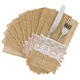 4 x 8Inch Natural Burlap Lace Utensil Cutlery Holders Pouch Bags 10 Pack Knifes Forks Napkin