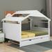 Harper Orchard Kaylynn Wood Full Size House Bed w/ Twin Size Trundle & Storage Wood in Green | 61.1 H x 56.1 W x 78.7 D in | Wayfair