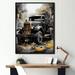 Williston Forge Old Garbage Truck Framed On Canvas Print Canvas, Cotton in Black | 20 H x 12 W x 1 D in | Wayfair B134992D83644879AC0E170055D55AB0