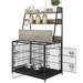 Tucker Murphy Pet™ Brown 57"h Dog Crates For Medium Dogs w/ 3-layer Storage Shelves Adjustable Bowls in Gray | 57 H x 24.4 W x 37.4 D in | Wayfair