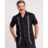 Blair Men's John Blair® Linen Blend Embroidered Shirt - Black - M