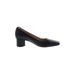 Franco Sarto Heels: Slip-on Chunky Heel Minimalist Black Solid Shoes - Women's Size 9 1/2 - Almond Toe