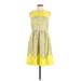 Ann Taylor LOFT Casual Dress - Fit & Flare Crew Neck Sleeveless: Yellow Dresses - Women's Size 6