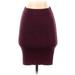 Design Lab Lord & Taylor Casual Bodycon Skirt Knee Length: Burgundy Print Bottoms - Women's Size Small